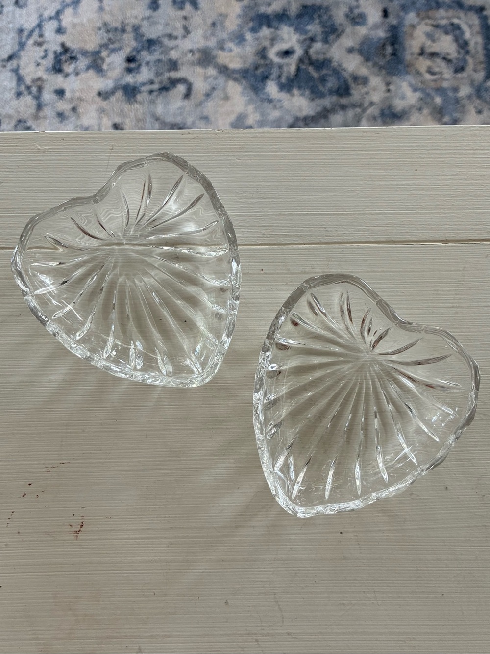 Vintage Clear Heart-Shaped Glass Trinket Dishes - Vintage